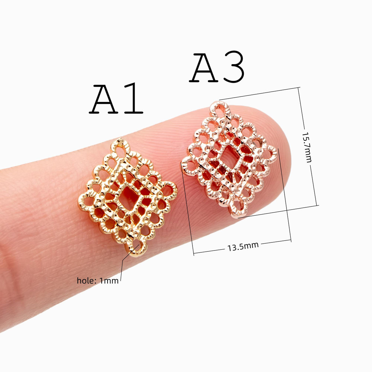 10pcs Gold plated Brass Filigree Charm Pendants, Earring Findings, Jewelry Making, Diy Material, Jewelry Supplies (GB-890)