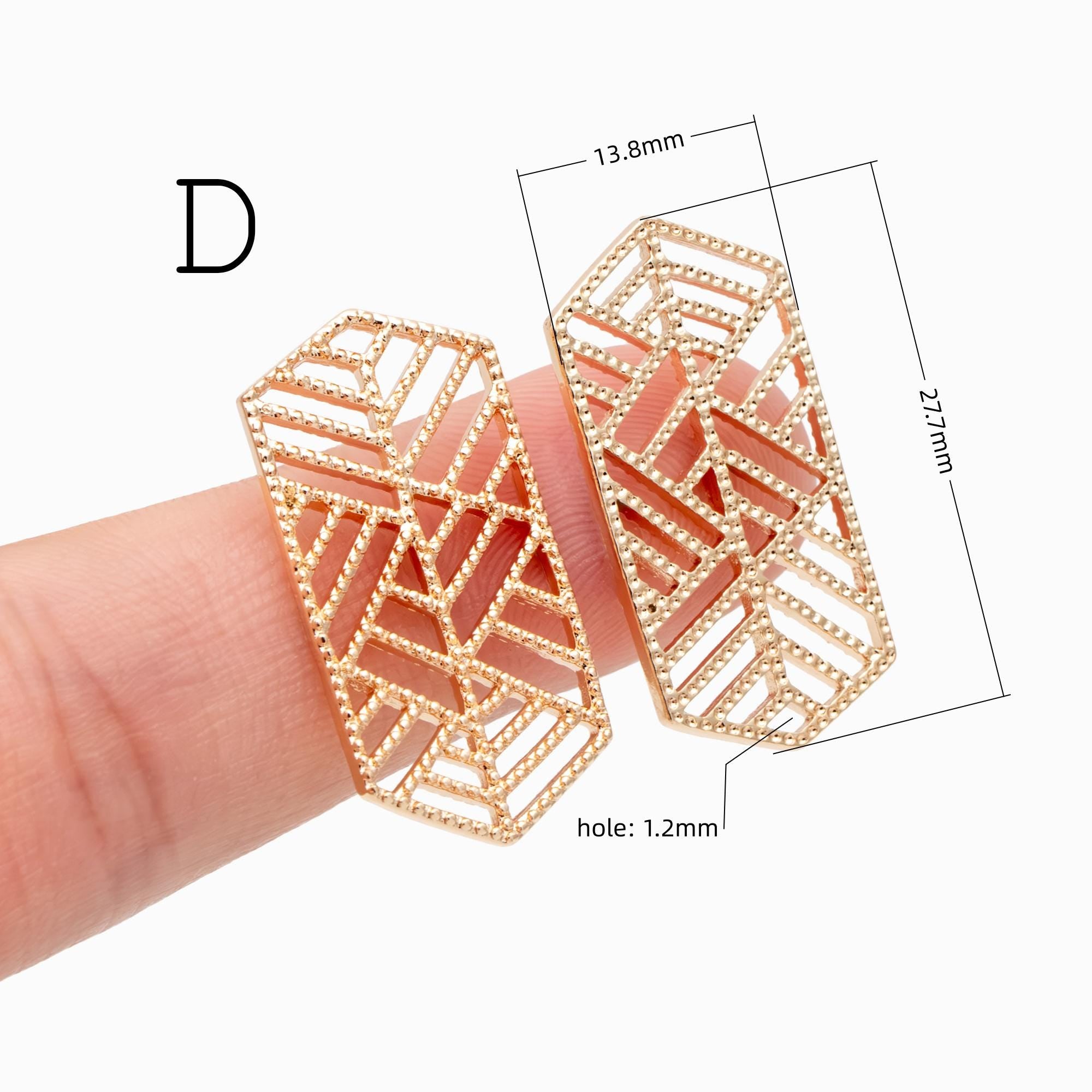 10pcs Gold plated Brass Filigree Charm Pendants, Earring Findings, Jewelry Making, Diy Material, Jewelry Supplies (GB-890)