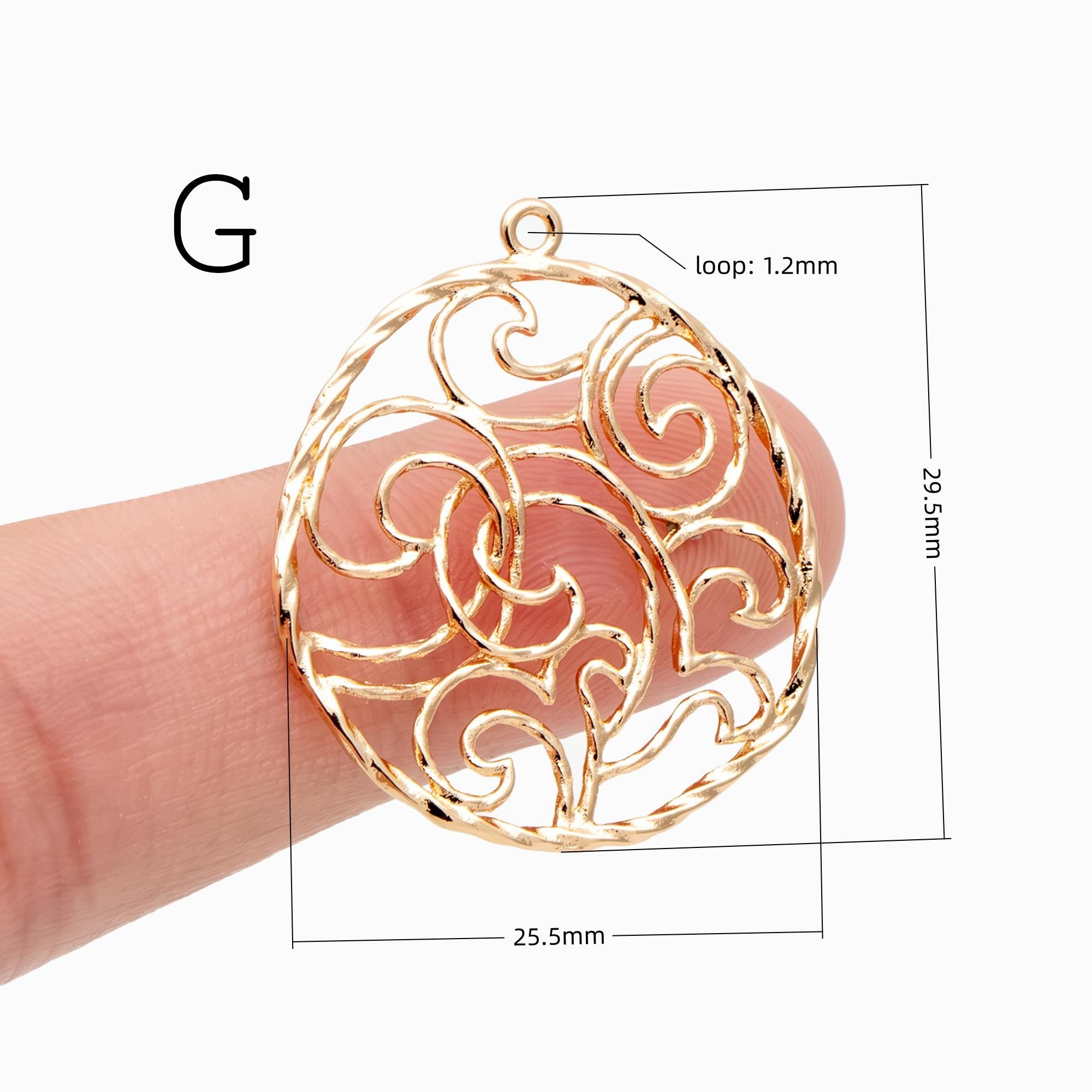 10pcs Gold plated Brass Filigree Charm Pendants, Earring Findings, Jewelry Making, Diy Material, Jewelry Supplies (GB-890)