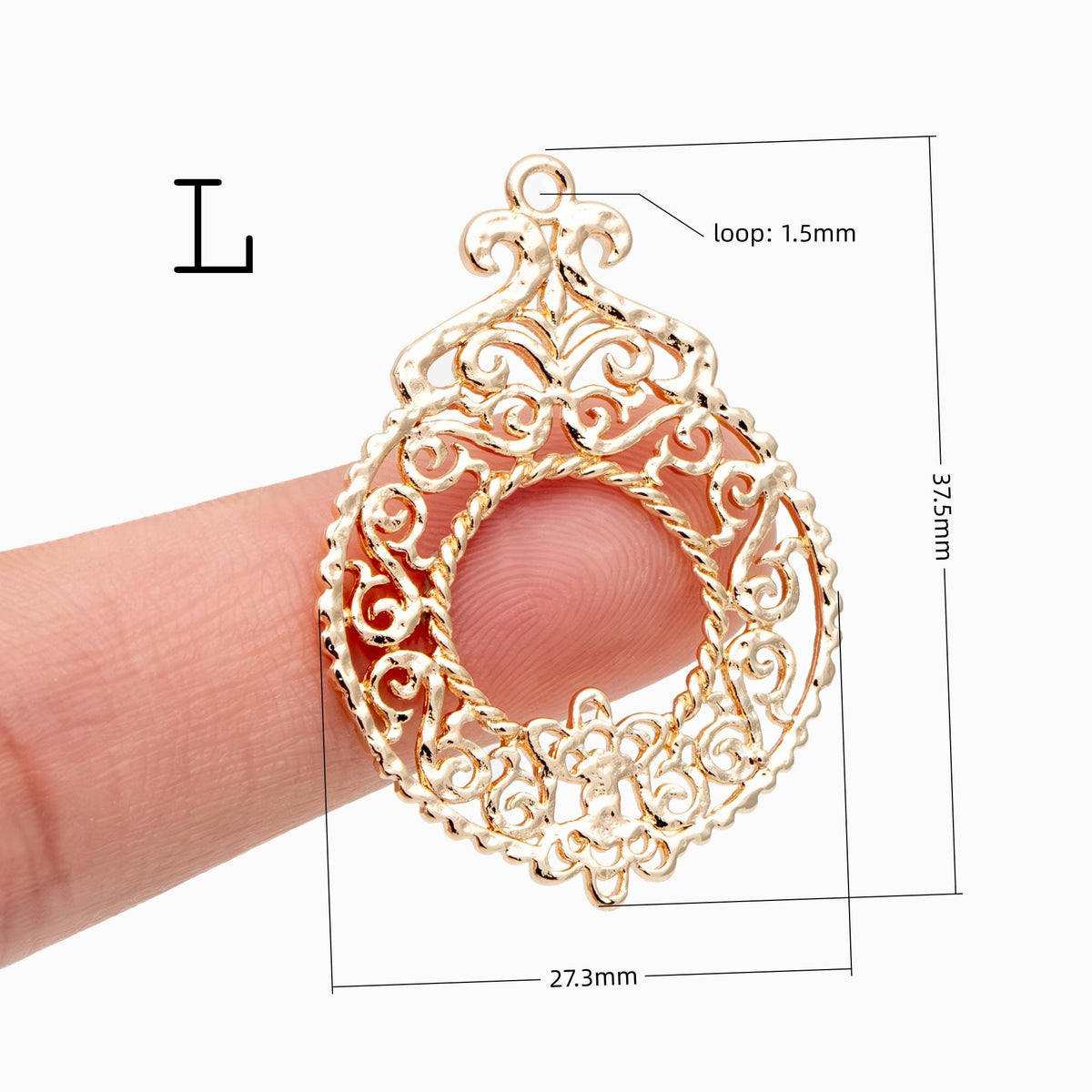 10pcs Gold plated Brass Filigree Charm Pendants, Earring Findings, Jewelry Making, Diy Material, Jewelry Supplies (GB-890)