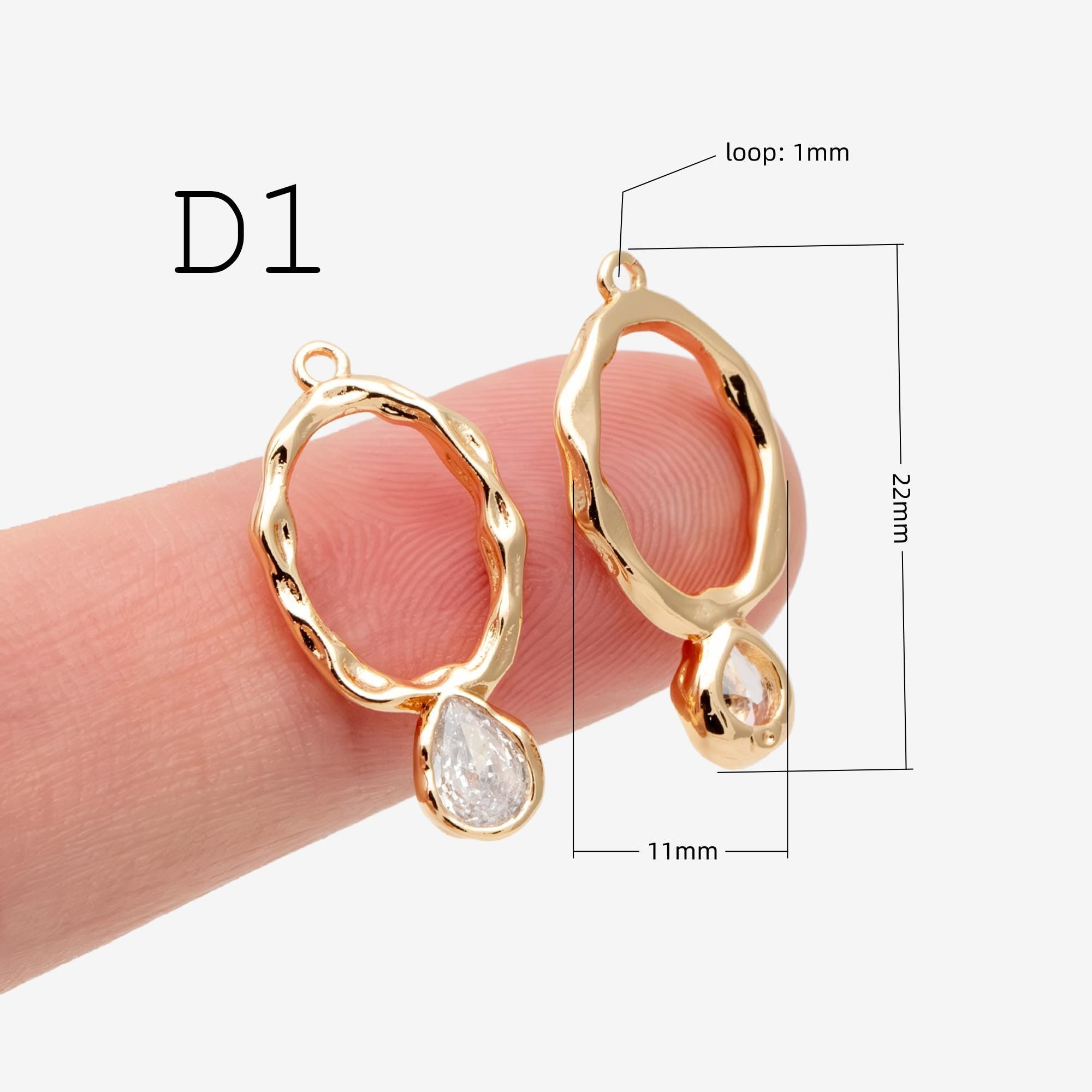 4pcs CZ Pave Gold melting Charm Connectors, 18K Gold plated Brass, Geometric Pendants (GB-913)