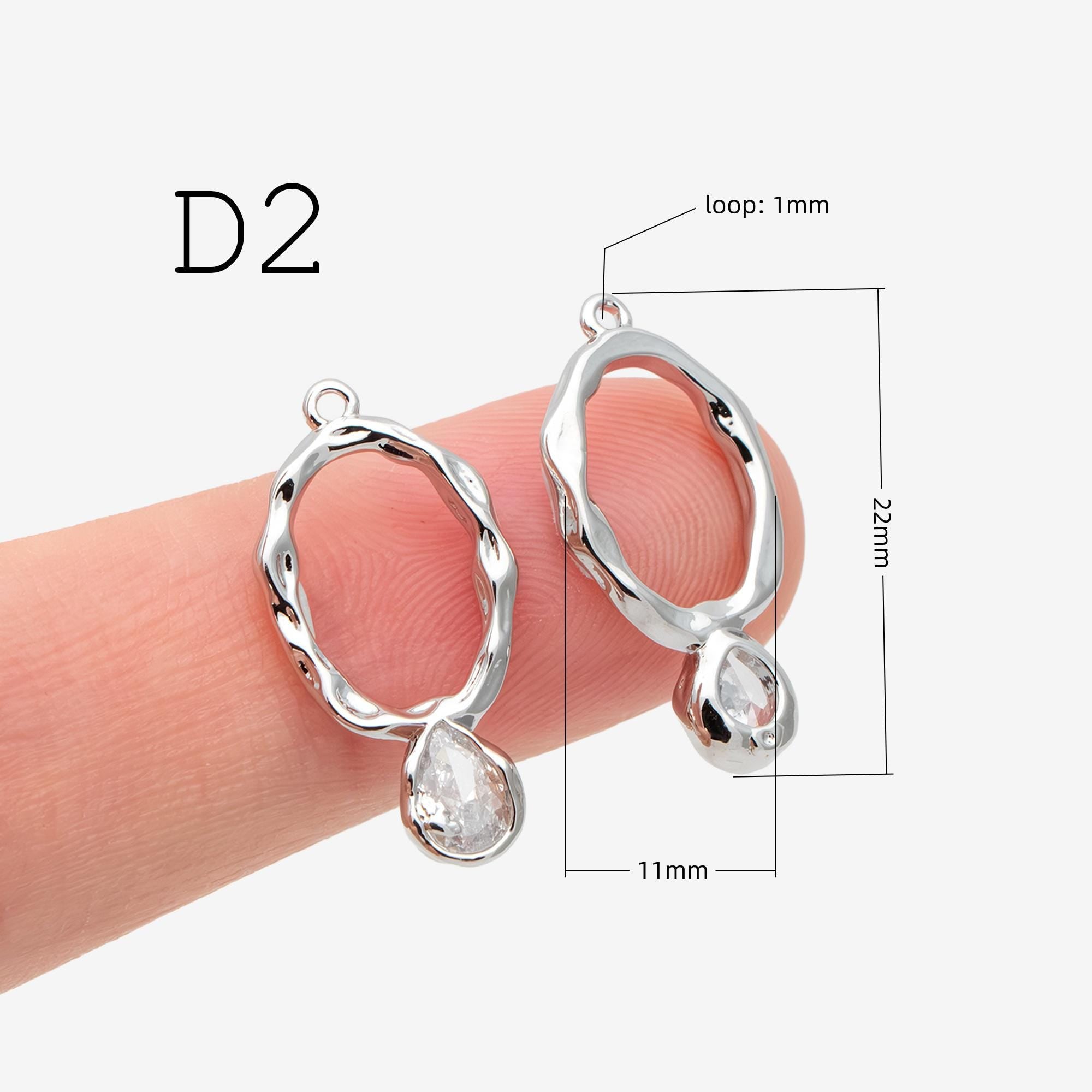 4pcs CZ Pave Gold melting Charm Connectors, 18K Gold plated Brass, Geometric Pendants (GB-913)