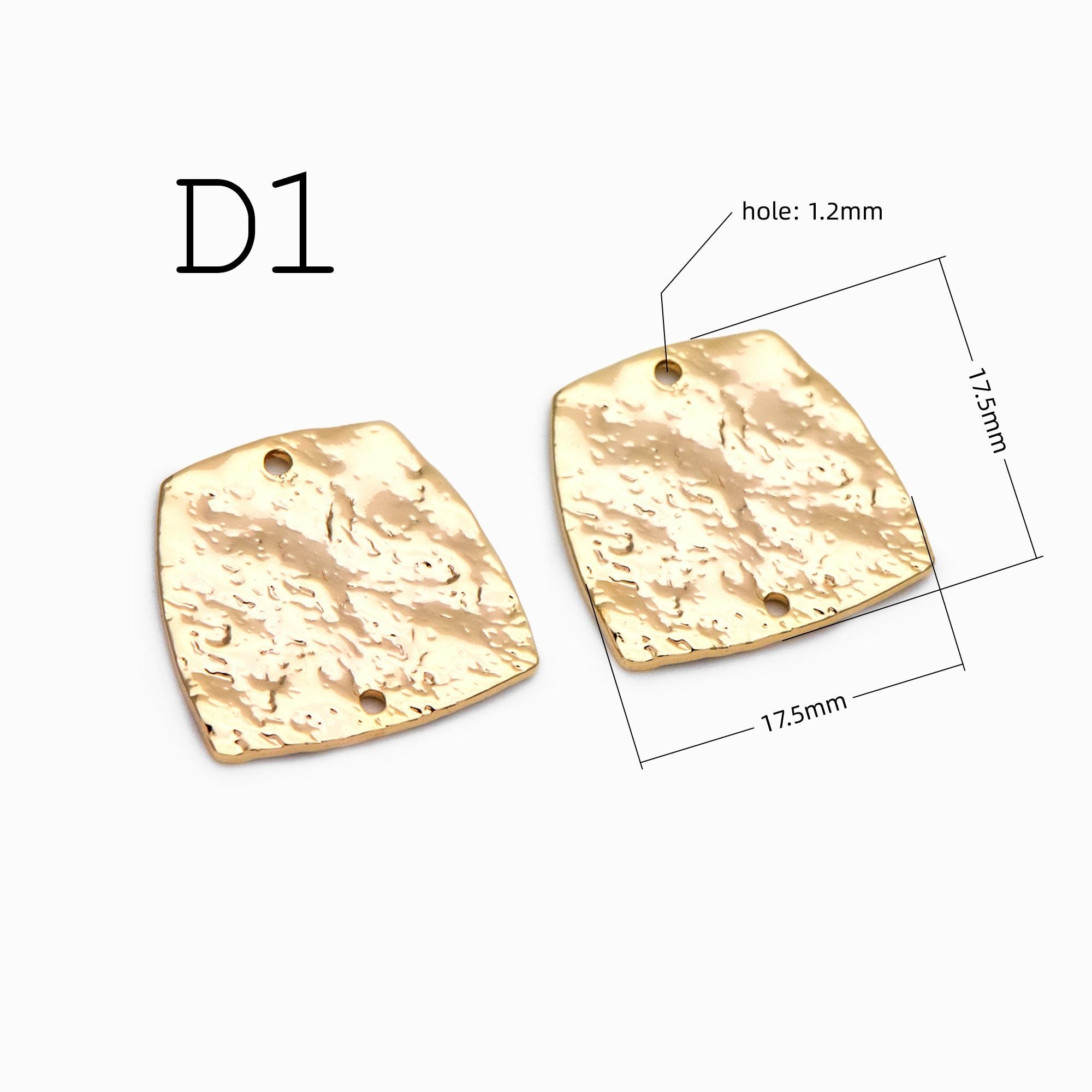 10pcs Gold/ Silver Tone Hammered Charm Connectors, Gold/ Rhodium plated Brass, Rustic Geometric Pendents (GB-1422)