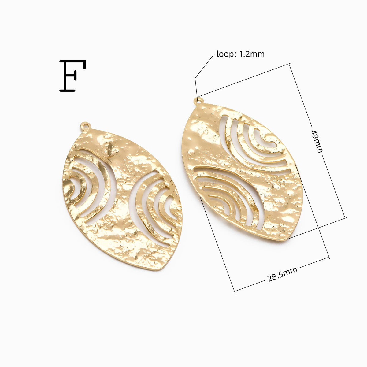 10pcs Gold/ Silver Tone Hammered Charm Connectors, Gold/ Rhodium plated Brass, Rustic Geometric Pendents (GB-1422)