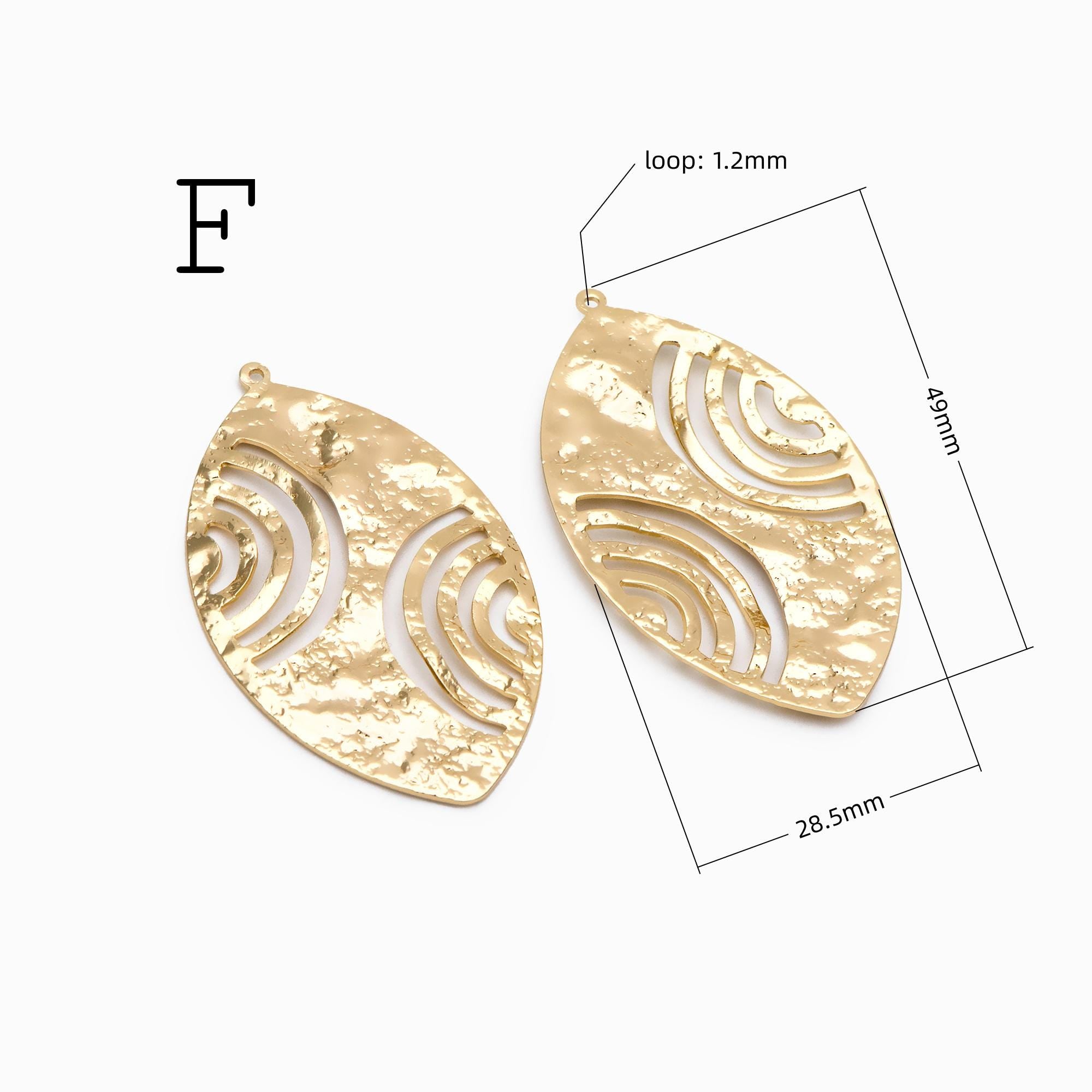 10pcs Gold/ Silver Tone Hammered Charm Connectors, Gold/ Rhodium plated Brass, Rustic Geometric Pendents (GB-1422)