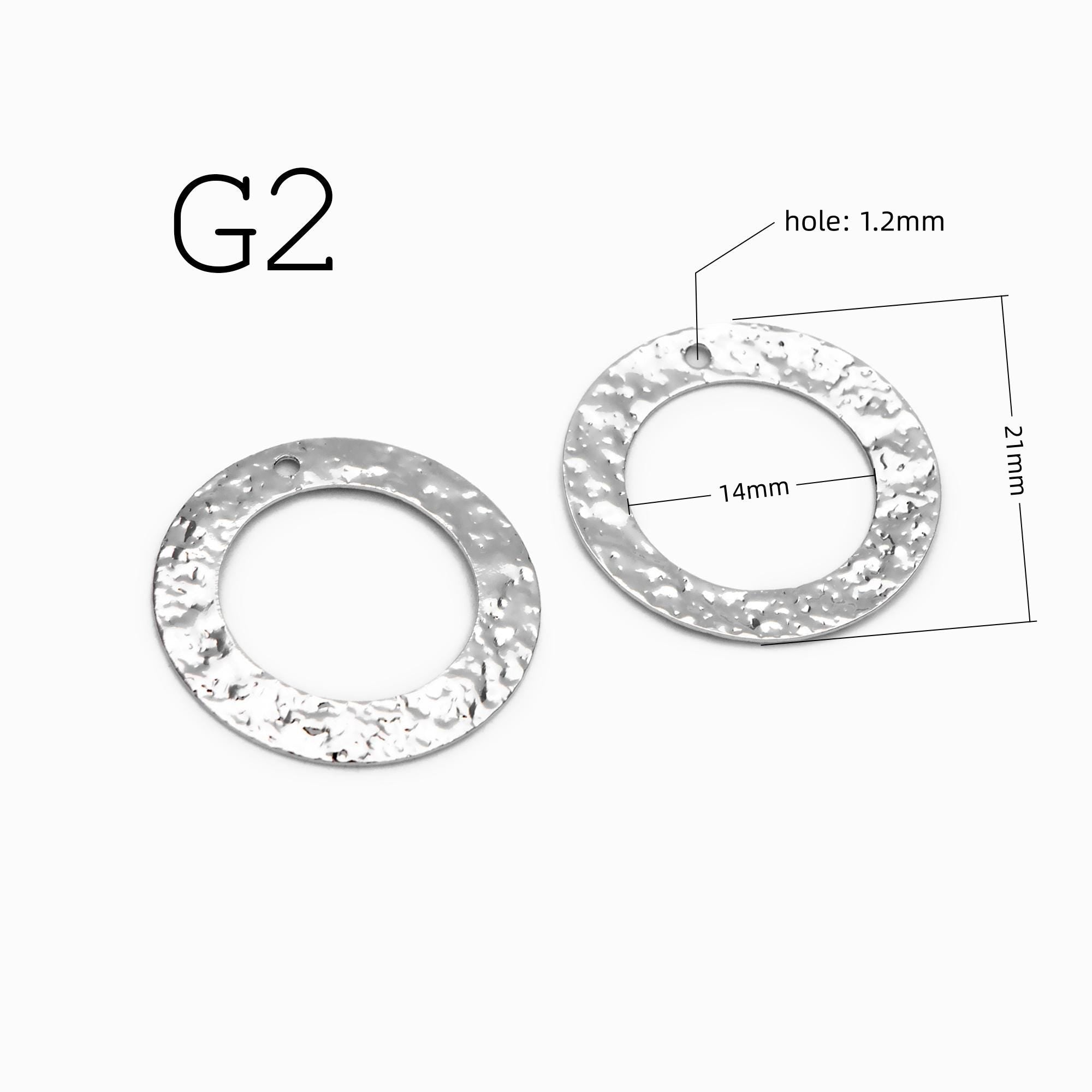 10pcs Gold/ Silver Tone Hammered Charm Connectors, Gold/ Rhodium plated Brass, Rustic Geometric Pendents (GB-1422)