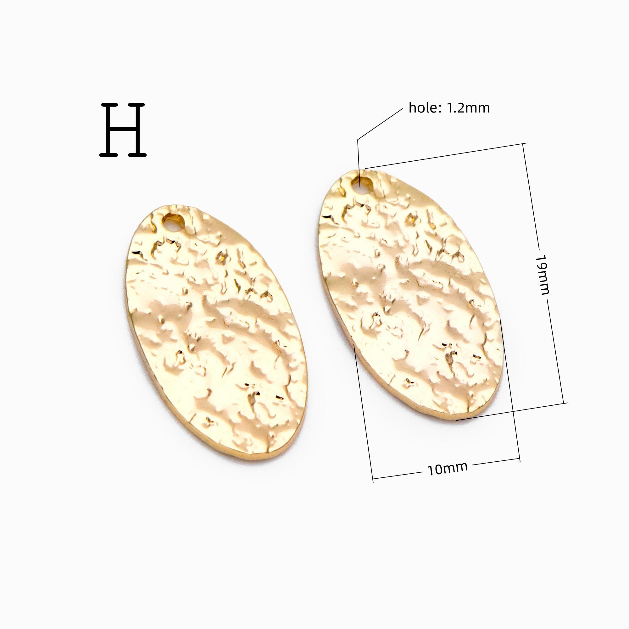 10pcs Gold/ Silver Tone Hammered Charm Connectors, Gold/ Rhodium plated Brass, Rustic Geometric Pendents (GB-1422)
