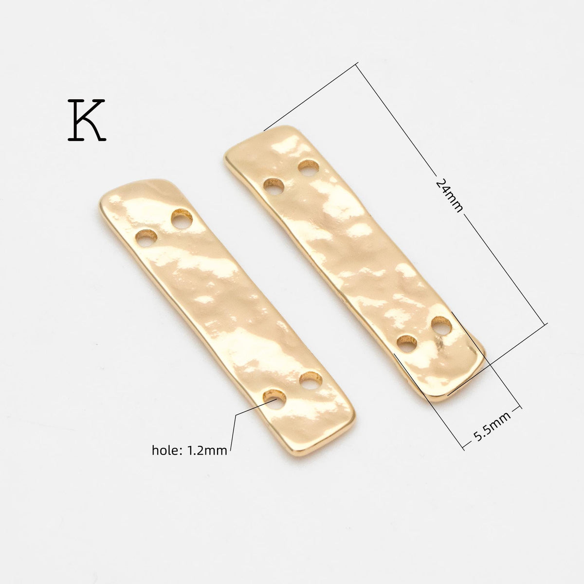 10pcs Gold/ Silver Tone Hammered Charm Connectors, Gold/ Rhodium plated Brass, Rustic Geometric Pendents (GB-1422)