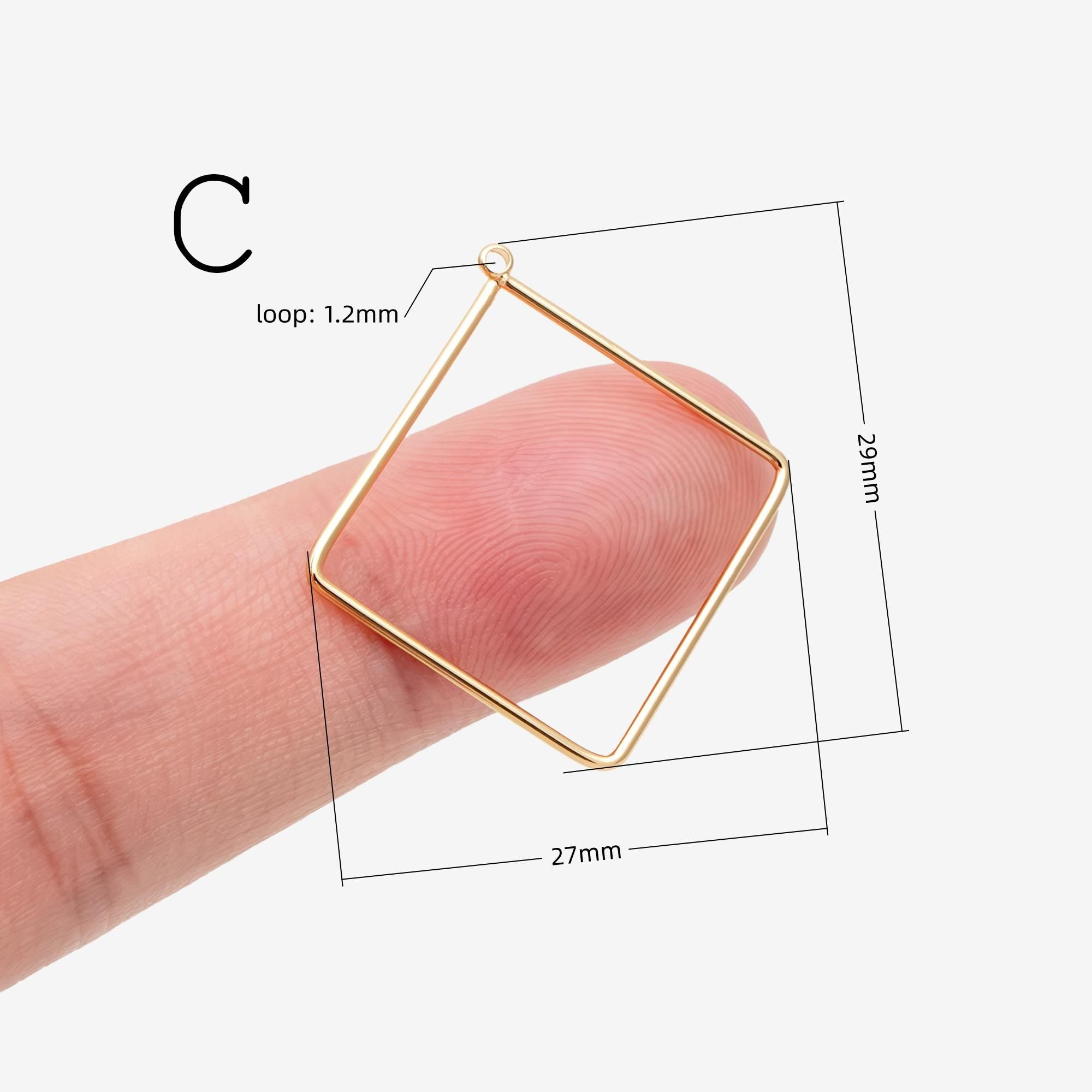 10pcs Gold/ Silver Tone Geometric Charms, 18K Gold/ Rhodium plated Brass Link Pendants, Teardrop Square Rhombus Triangle Heart (GB-368)