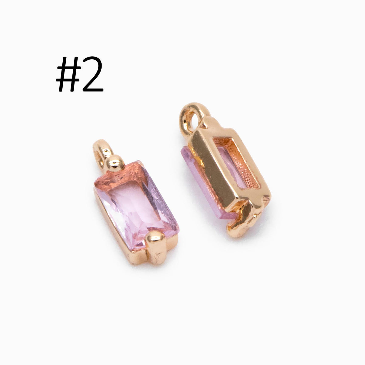 10pcs Glass Pave Gold Rectangle Charm, Earring Findings, Jewelry Making, Jewelry Supplies (GB-3126)