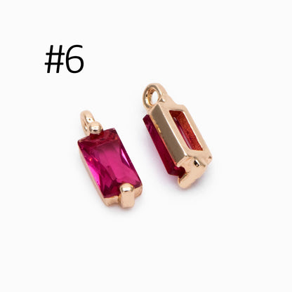 10pcs Glass Pave Gold Rectangle Charm, Earring Findings, Jewelry Making, Jewelry Supplies (GB-3126)