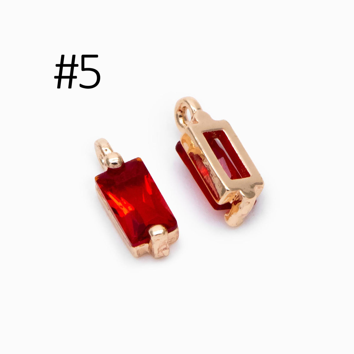 10pcs Glass Pave Gold Rectangle Charm, Earring Findings, Jewelry Making, Jewelry Supplies (GB-3126)