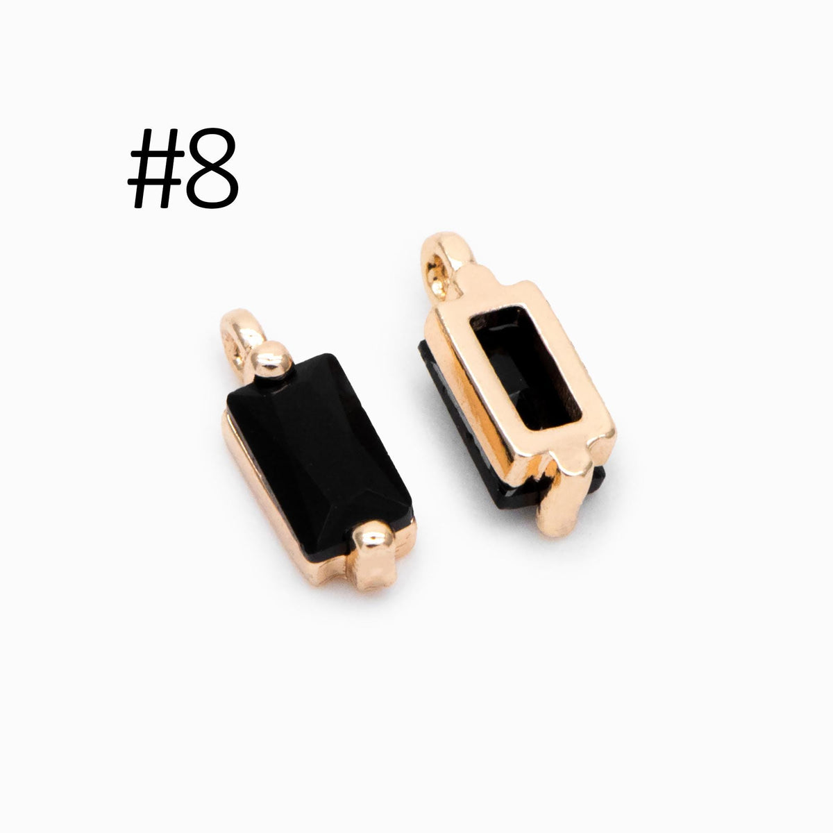 10pcs Glass Pave Gold Rectangle Charm, Earring Findings, Jewelry Making, Jewelry Supplies (GB-3126)