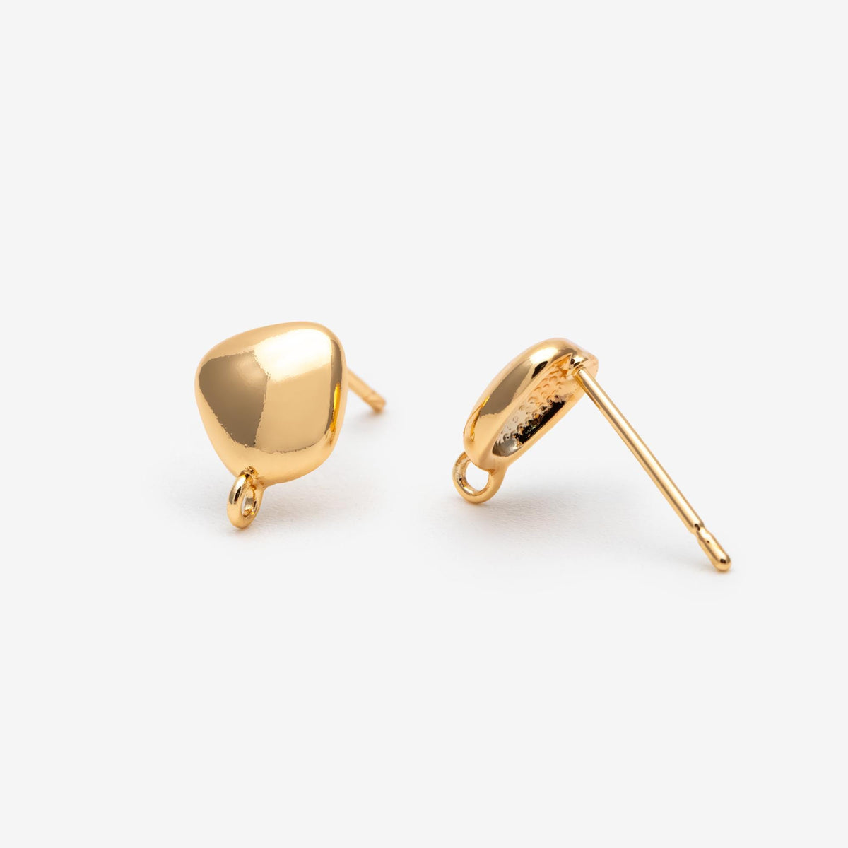 10pcs Gold Irregular Earring with Loop, Real Gold Plated Brass Geometric Earring Studs (GB-2608)