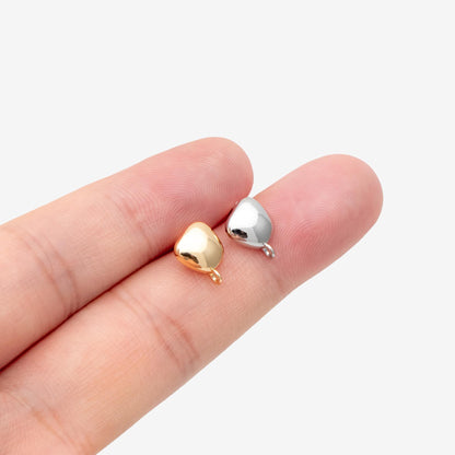 10pcs Gold Irregular Earring with Loop, Real Gold Plated Brass Geometric Earring Studs (GB-2608)