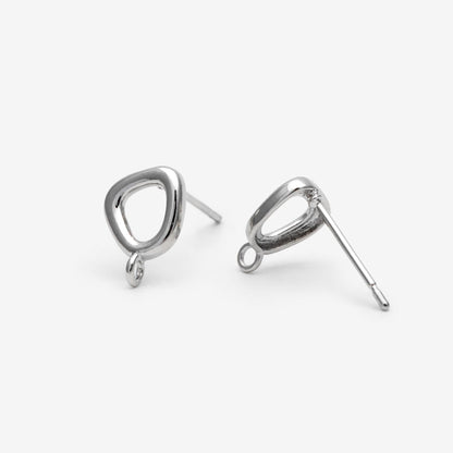 10pcs Gold/ Silver Irregular Ear Post with Loop, Geometric Earring Studs (GB-2613)