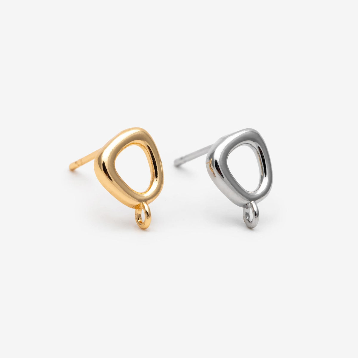 10pcs Gold/ Silver Irregular Ear Post with Loop, Geometric Earring Studs (GB-2613)