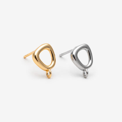 10pcs Gold/ Silver Irregular Ear Post with Loop, Geometric Earring Studs (GB-2613)