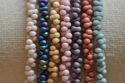 Farfalle Peanut Seed Glass Beads 4x2mm, (TS-70)