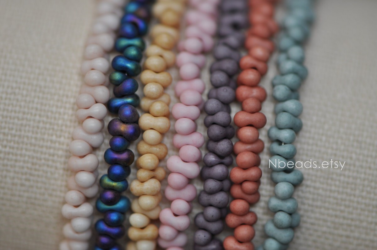 Farfalle Peanut Seed Glass Beads 4x2mm, (TS-70)