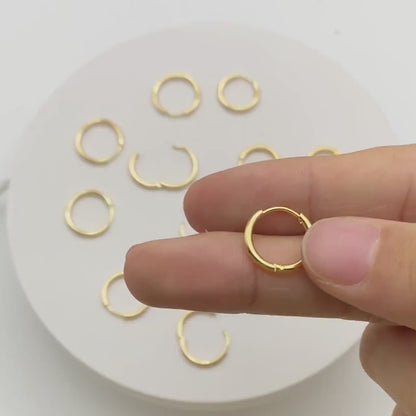 10pcs Gold/ Silver Rose Gold Huggie Hoop Earrings 14/ 16/ 18mm, Stainless Steel Hoops, Simple Hoops 1.6mm thick (GB-2200)