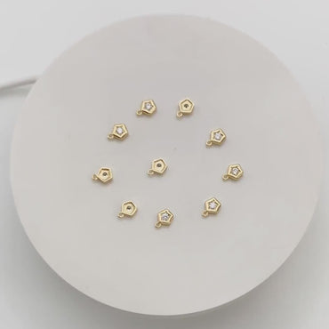 10pcs CZ pave Gold Star Charms 8x6.5mm  (GB-1921)