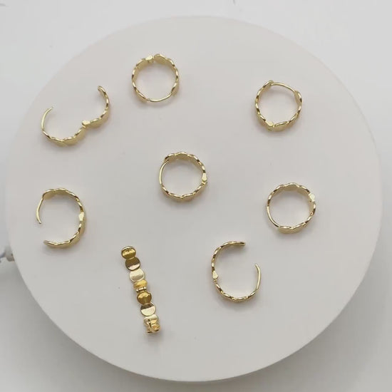 4pcs Gold/ Silver Round Disc Hoop Earrings , Gold/ Rhodium plated Brass Huggie Earrings 15mm, Minimalist Circle Earrings (GB-3530)