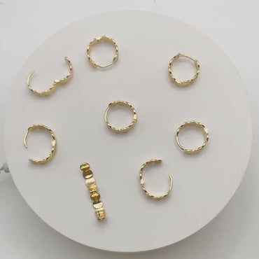 4pcs Gold/ Silver Round Disc Hoop Earrings , Gold/ Rhodium plated Brass Huggie Earrings 15mm, Minimalist Circle Earrings (GB-3530)