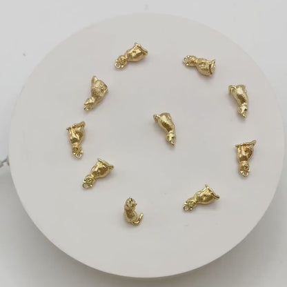10pcs Shiny Gold/ Silver 3D Cat Charm, 15x8.5mm, Cat Pendant(GB-1685)