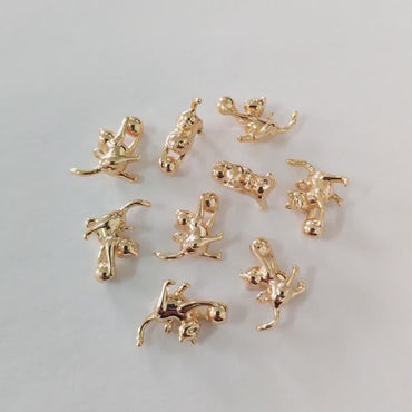 10pcs Gold 3D Cat Charm, Jewelry Making, Diy Material, Jewelry Supplies (GB-2707-A)