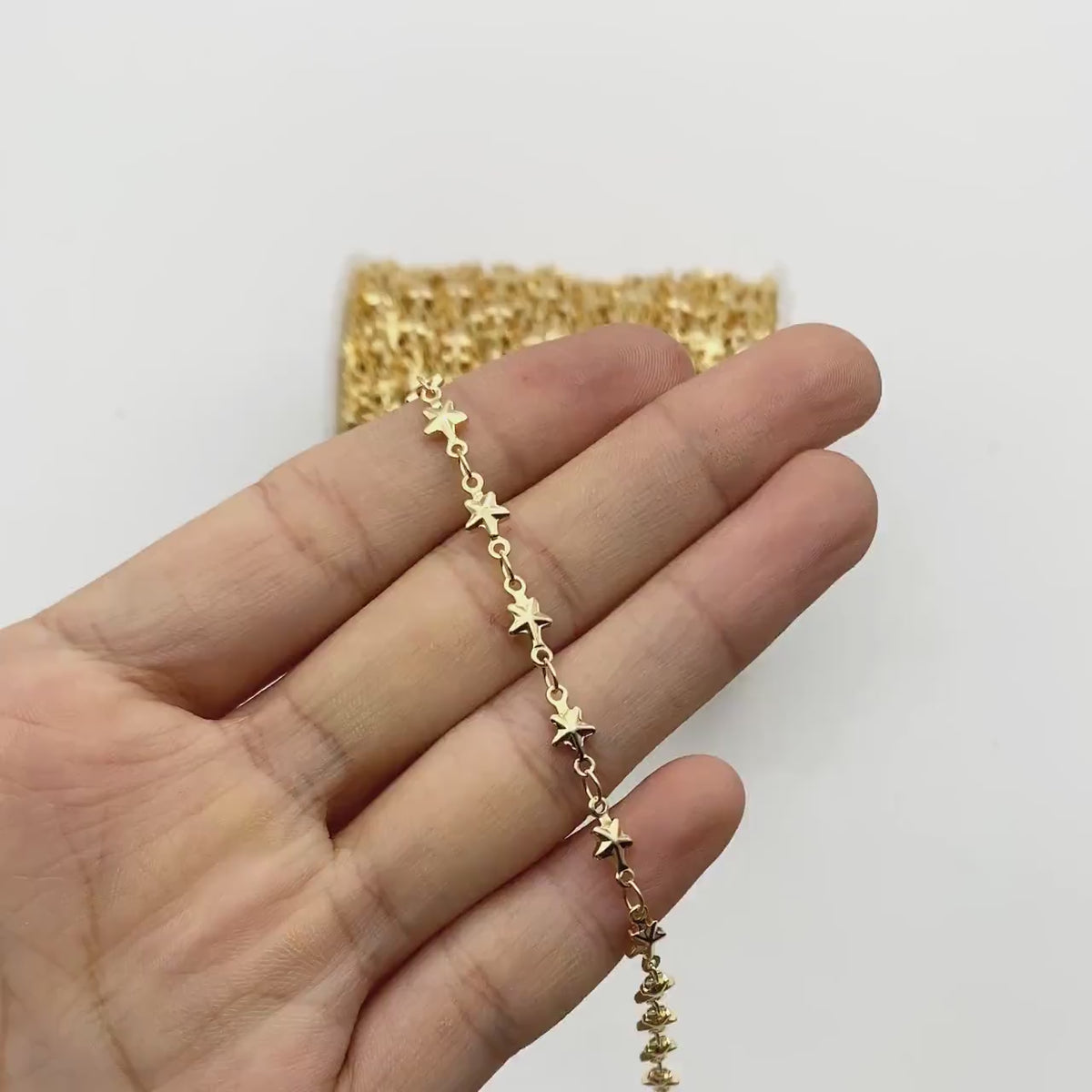 Gold Star Chain, 18K Real Gold plated Brass Chain, Quality Chain for Necklace Wholesale (#LK-418)/ 1 Meter=3.3ft