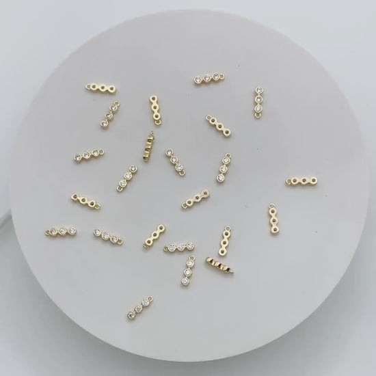 10pcs Gold CZ pave Bar Charm, 11x3mm, Zircon Charms, White Stone Charms (GB-1734-1)