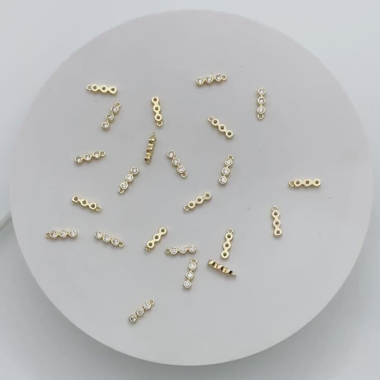 10pcs Gold CZ pave Bar Charm, 11x3mm, Zircon Charms, White Stone Charms (GB-1734-1)