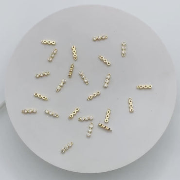 10pcs Gold CZ pave Bar Charm, 11x3mm, Zircon Charms, White Stone Charms (GB-1734-1)