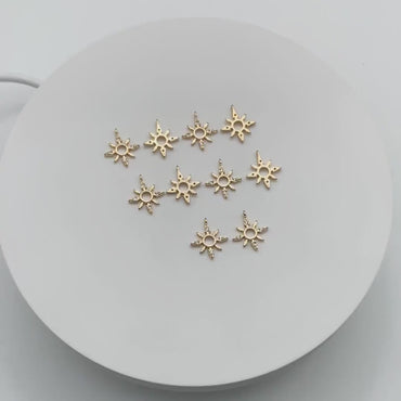 10pcs CZ Pave Gold North Star Charms 14x12mm, 18K Gold plated Brass Mini Star Pendant (GB-924-C)
