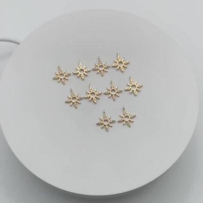 10pcs CZ Pave Gold North Star Charms 14x12mm, 18K Gold plated Brass Mini Star Pendant (GB-924-C)