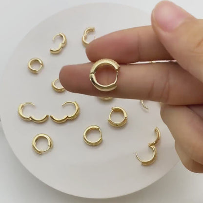 10pcs Gold Hoop Earrings, 10/12/14mm, Gold Huggie Earrings, Small Hoop Earrings, Gold Hoops, Huggies (GB-2199)
