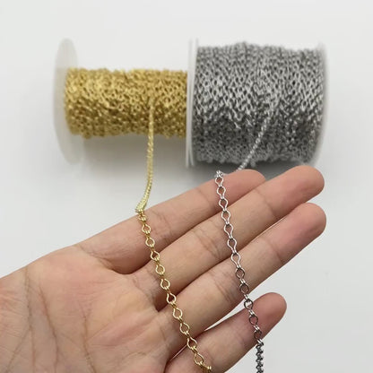 Gold/ Silver tone Link Chains 3.5mm, Real 18K Gold/ Rhodium plated Brass, Quality Specialty Chain Wholesale (#LK-231)/ 1 Meter=3.3 ft