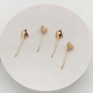 4pcs Gold Calla lily Charms 39x11mm, 18K Real Gold plated Brass Flower Pendants (GB-954-A)