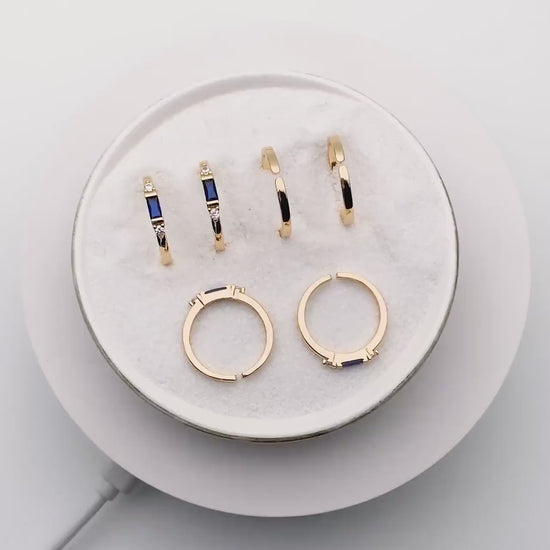 4pcs Blue CZ Ring, Modern Style Ring, Fashion Ring, Dainty Ring, Adjustable Ring (#GB-3859)