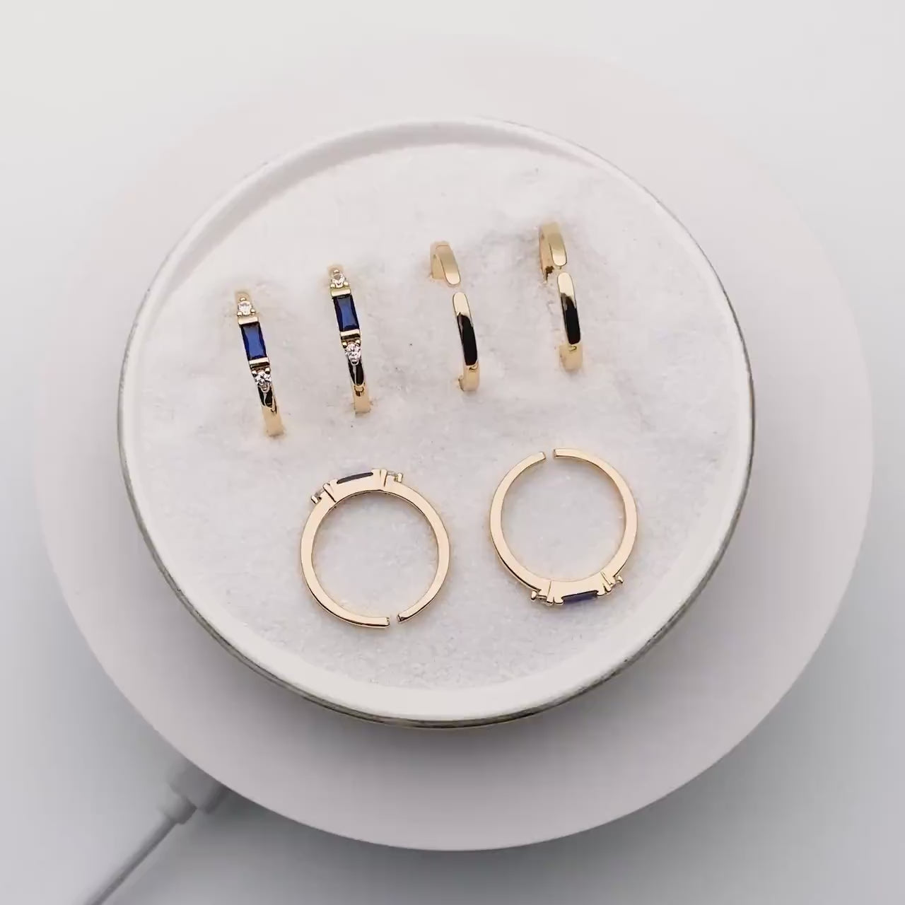 4pcs Blue CZ Ring, Modern Style Ring, Fashion Ring, Dainty Ring, Adjustable Ring (#GB-3859)