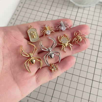 4pcs Spider Pendant Charm for Earrings and Necklaces - Arachnid Jewelry Making (GB-672)