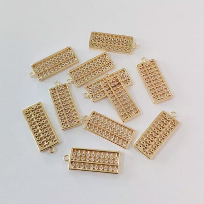 4pcs CZ Pave Gold Abacus Charm Pendant, Jewelry Making, Diy Material, Jewelry Supplies (GB-2675)