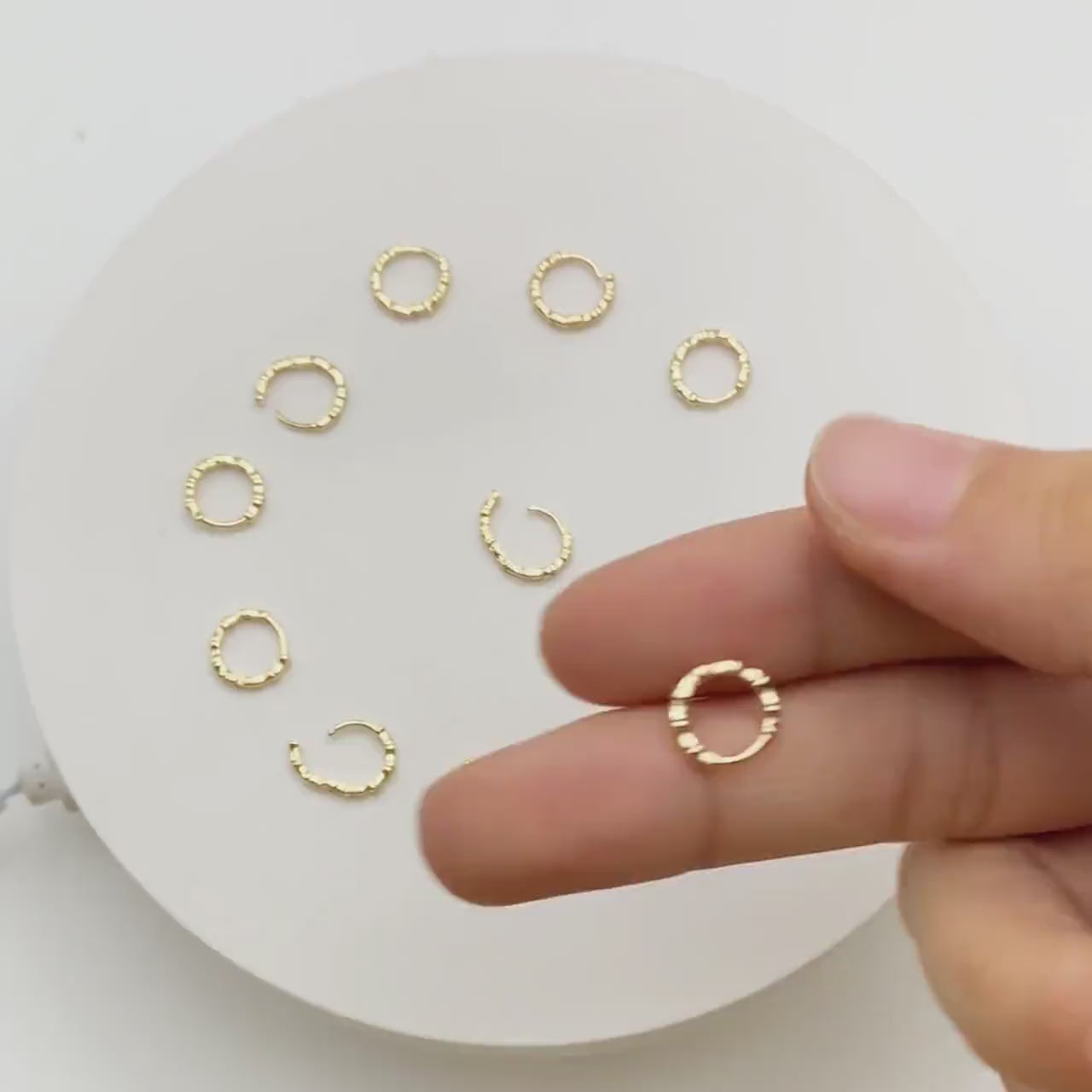 4pcs CZ Paved Hoop Earrings, 10mm, Dainty Huggie Earrings, Minimalist Earring, Small Gold Hoops Earring (GB-2815-A)