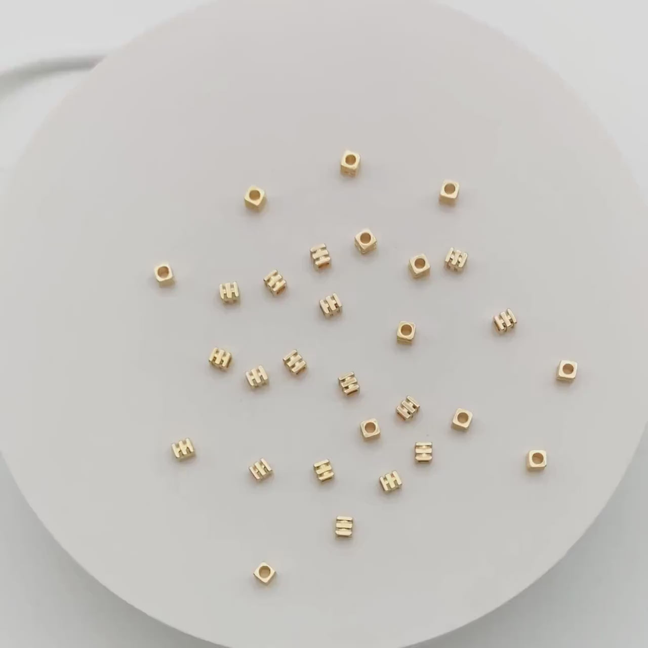 20pcs Gold Cube Spacer Beads 3mm, Real Gold plated Brass Square Beads, Lead Nickel Free (GB-3188)