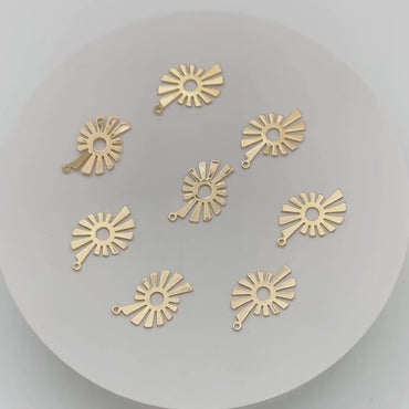 10pcs Gold Sun Charms, 18K Gold plated Brass, Earring Findings, DIY Jewelry Making Supplies (GB-2372)