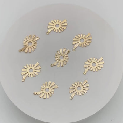 10pcs Gold Sun Charms, 18K Gold plated Brass, Earring Findings, DIY Jewelry Making Supplies (GB-2372)