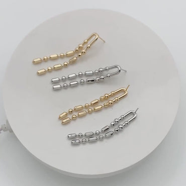 4pcs Gold/ Silver Chain Tassel Earrings, Tassel Stud Earring, Dangling Earrings, Minimalist Earrings (GB-4303)