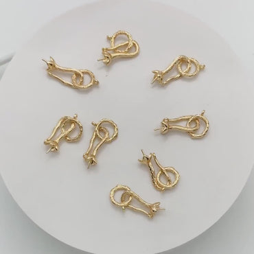 4pcs Gold plated Brass Charm Connector, DIY Pearl Peg Mounts, Half Drilled Pearl Settings  (GB-2935)
