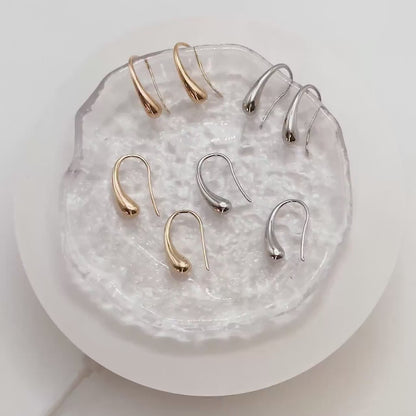 10pcs Gold/ Silver Tone Teardrop Earring Hooks, 18K Gold/ Rhodium Plated Brass, Simple Earwire Earrings (GB-3022-C)